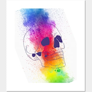 💀🎨Crazy beautiful halloween skull design skeleton - colorful, painting, psychedelic Posters and Art